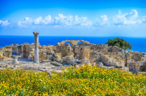 Kypr Krajina se zříceninami Kourionu, součást archeologického naleziště světového dědictví, Limassol